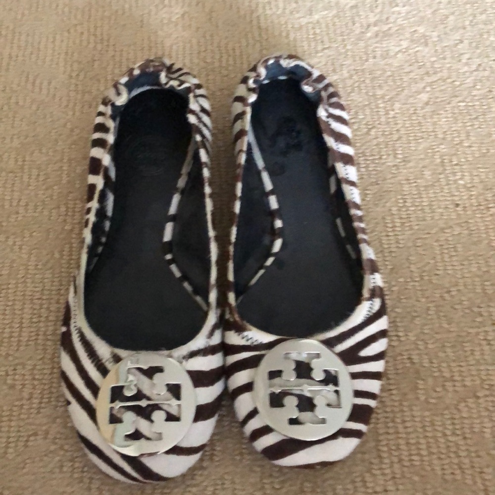 Tory Burch pony hair. Zebra stripped ballet flats